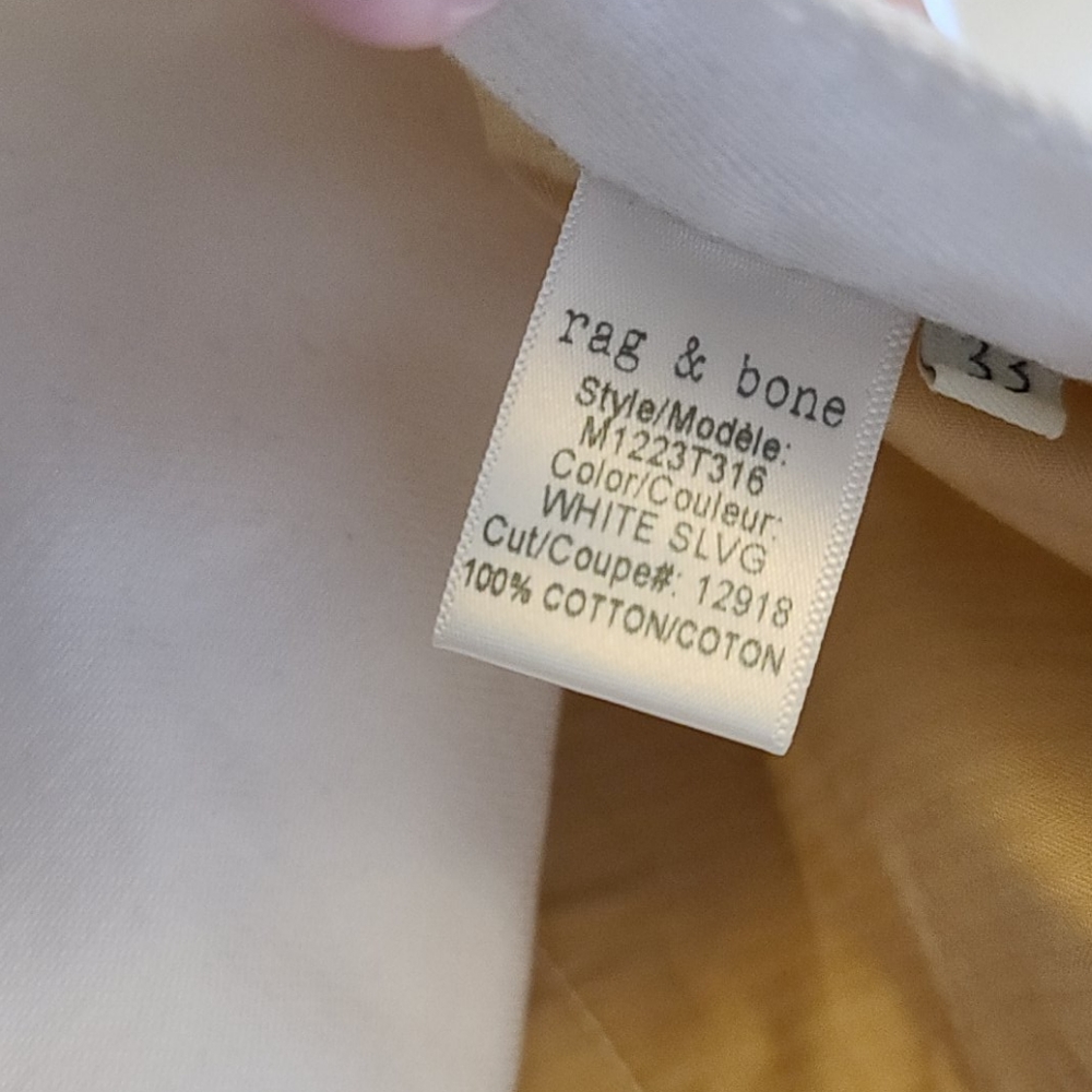 Rag & Bone Fit 2 Slim Leg, 33, white jeans - Picture 4 of 4